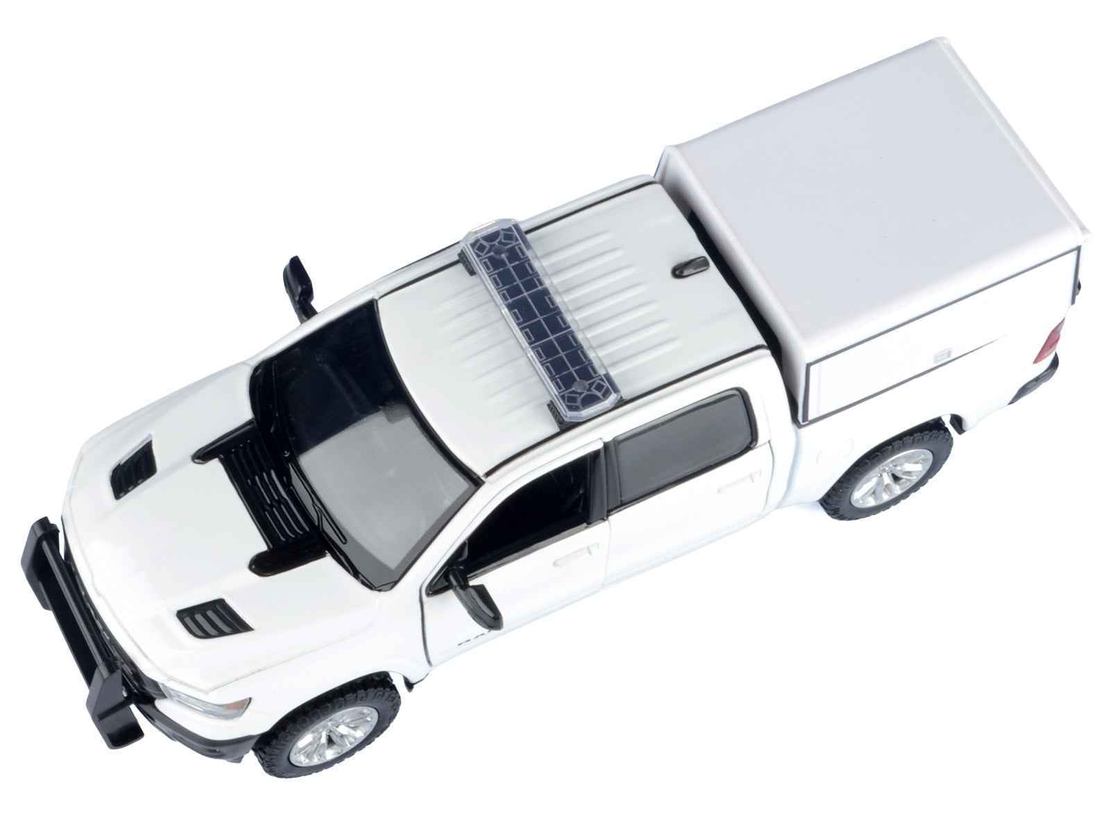 2019 RAM 1500 Laramie Crew Cab Pickup Truck with Truck Bed Camper White "Custom Builder's Kit" Series 1/27 Diecast Model Car by Motormax Cartsfy Inc.