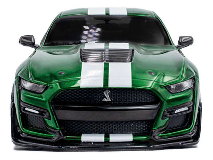 2020 Ford Mustang Shelby GT500 Fast Track Eruption Green Metallic with White Stripes 1/43 Diecast Model Car by Solido Cartsfy Inc.