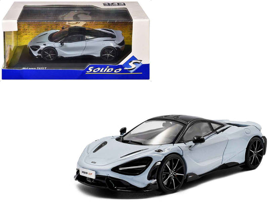 2020 McLaren 765LT Ceramic Gray with Black Top 1/43 Diecast Model Car by Solido Cartsfy Inc.