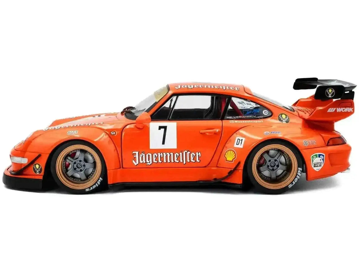 2020 RWB Bodykit #7 "Jagermeister" Orange with Graphics 1/18 Diecast Model Car by Solido Cartsfy Inc.