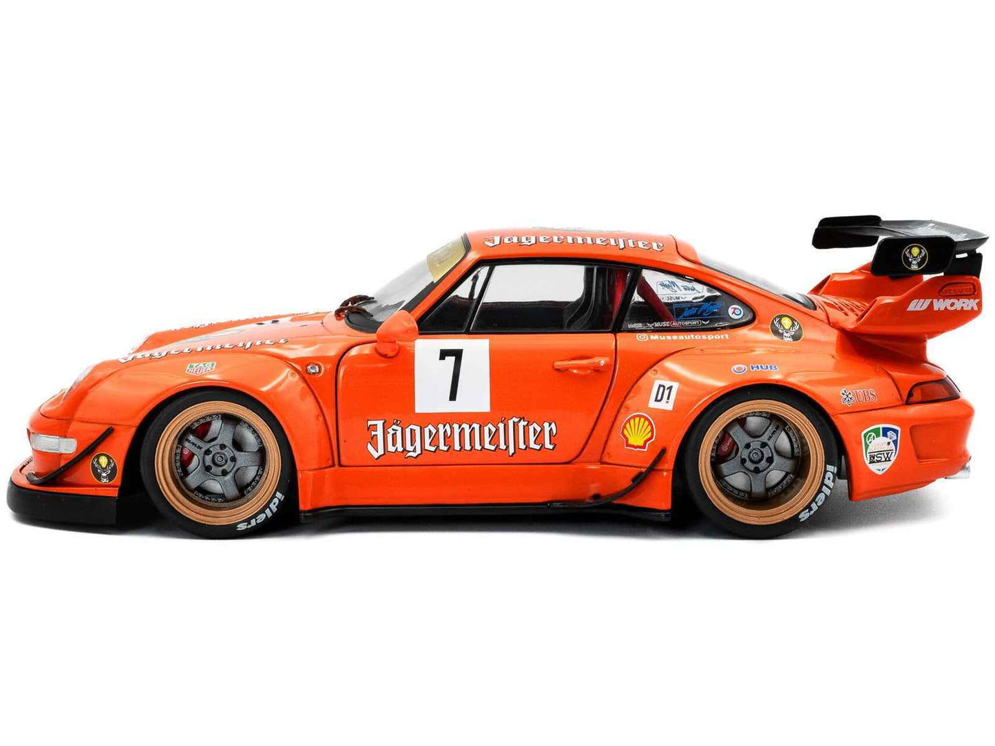 2020 RWB Bodykit #7 "Jagermeister" Orange with Graphics 1/18 Diecast Model Car by Solido Cartsfy Inc.