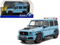 Light blue Brabus-style diecast SUV model car with black hood and red trim