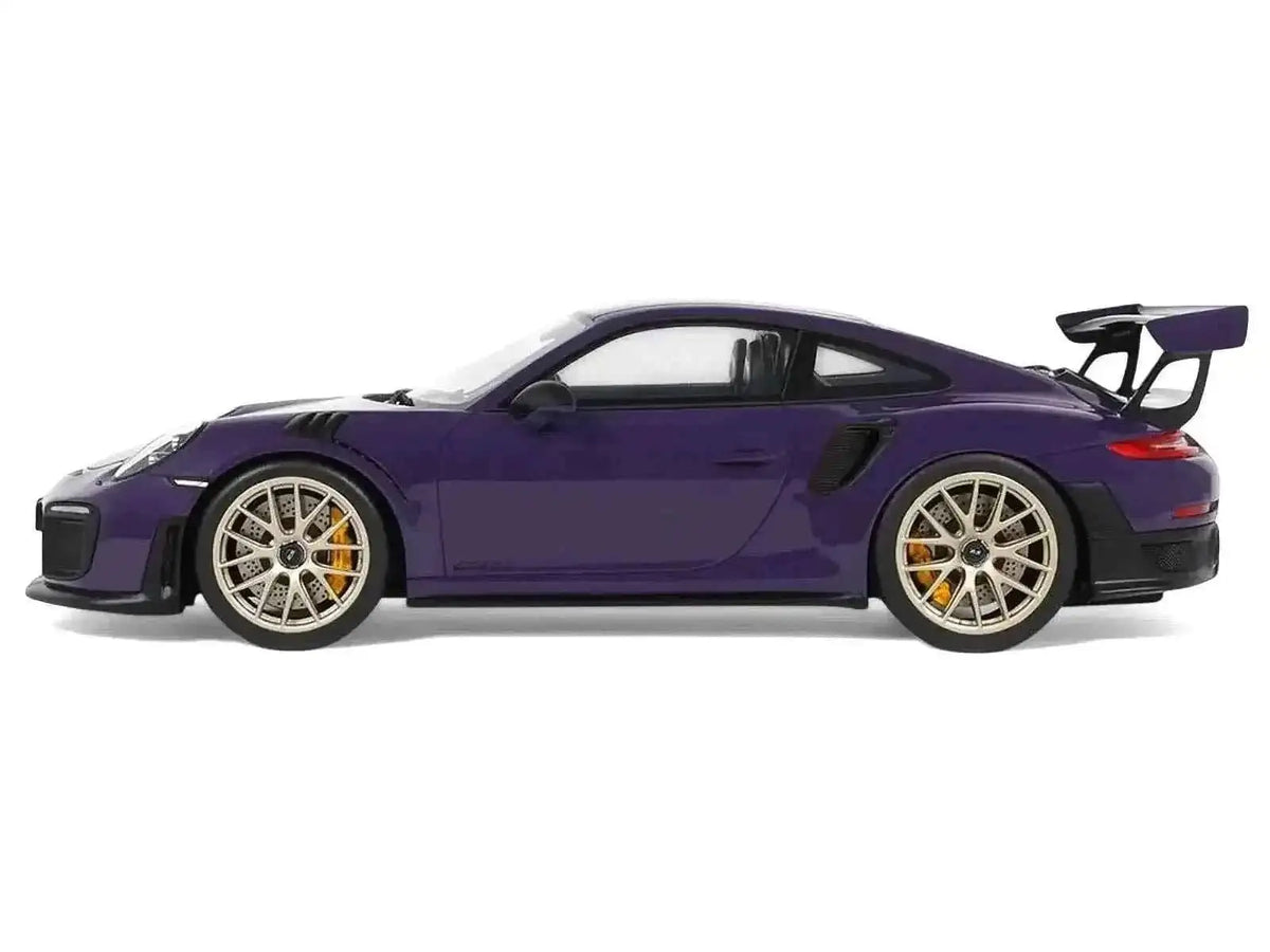 2021 Porsche 911 (991.2) GT2 RS Ultraviolet Metallic with Carbon Stripes 1/18 Model Car by GT Spirit Cartsfy Inc.