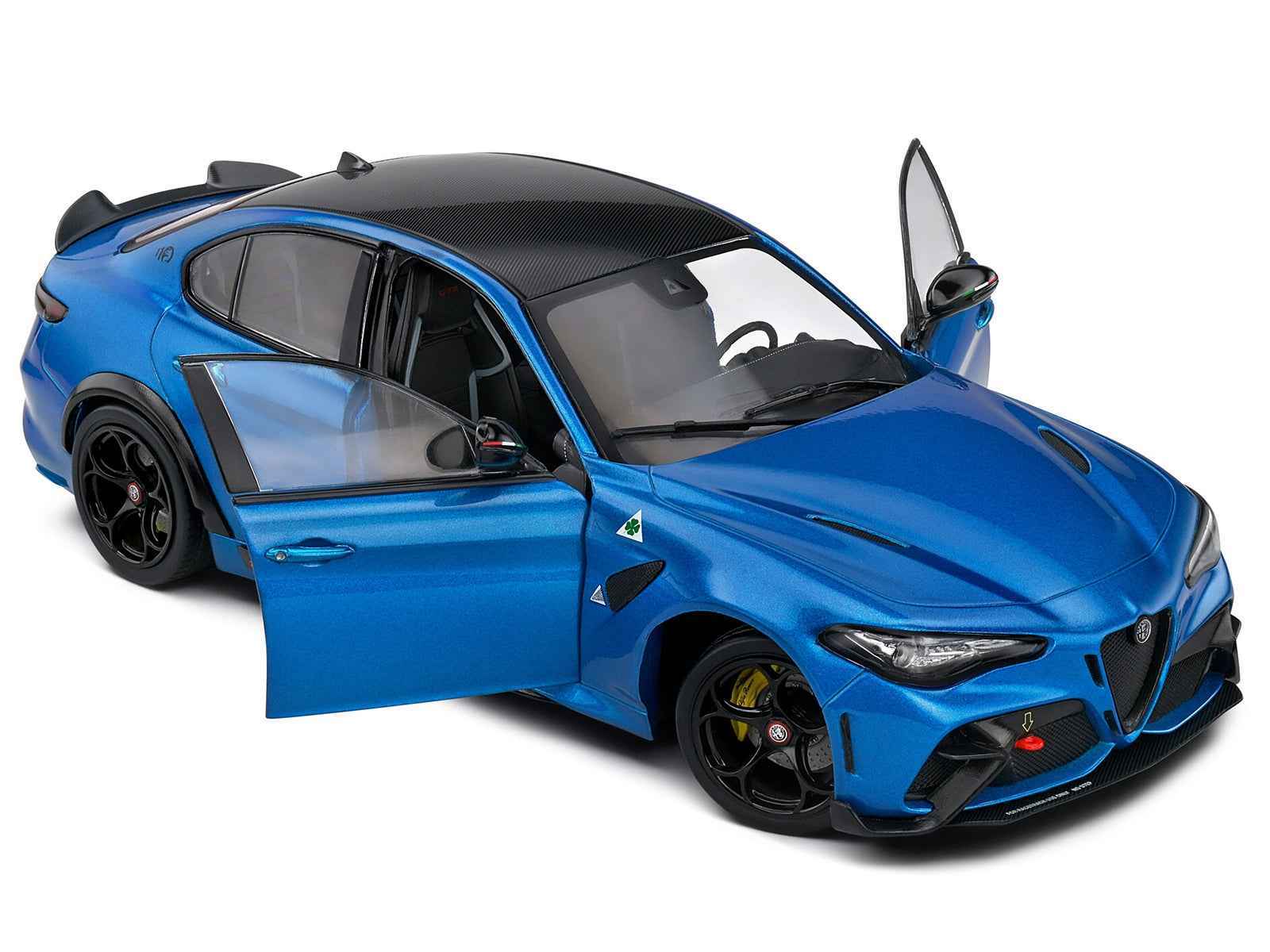 2022 Alfa Romeo Giulia GTA Anodized Blue Metallic with Carbon Top 1/18 Diecast Model Car by Solido Miniature Motors Default Title Default Title-