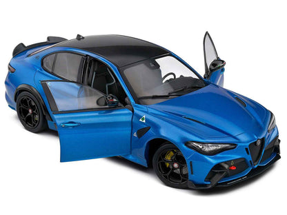 2022 Alfa Romeo Giulia GTA Anodized Blue Metallic with Carbon Top 1/18 Diecast Model Car by Solido Miniature Motors Default Title Default Title-