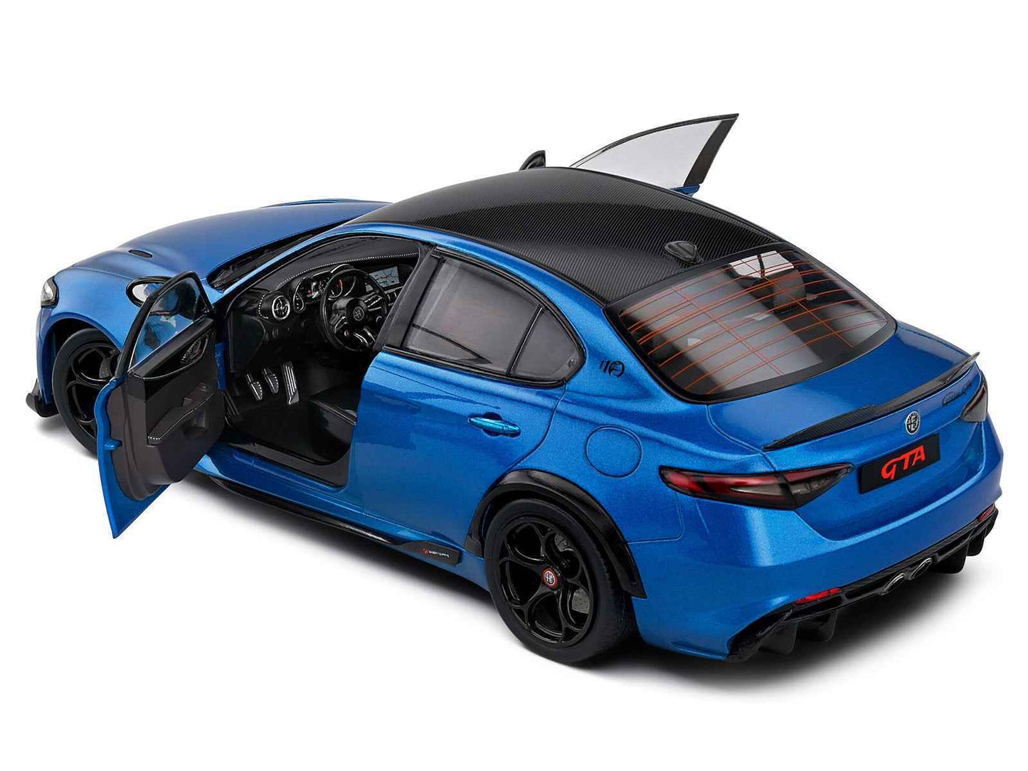 2022 Alfa Romeo Giulia GTA Anodized Blue Metallic with Carbon Top 1/18 Diecast Model Car by Solido Miniature Motors Default Title Default Title-