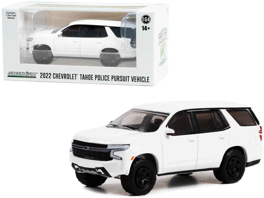 2022 Chevrolet Tahoe Police Pursuit Vehicle (PPV) White "Hot Pursuit" "Hobby Exclusive" Series 1/64 Diecast Model Car by Greenlight Cartsfy Inc.