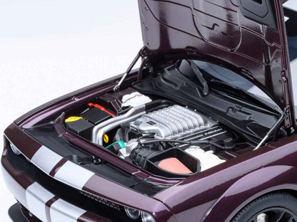2022 Dodge Challenger SRT Jailbreak Hellraisin Purple with White Stripes 1/18 Model Car by Autoart Cartsfy Inc.