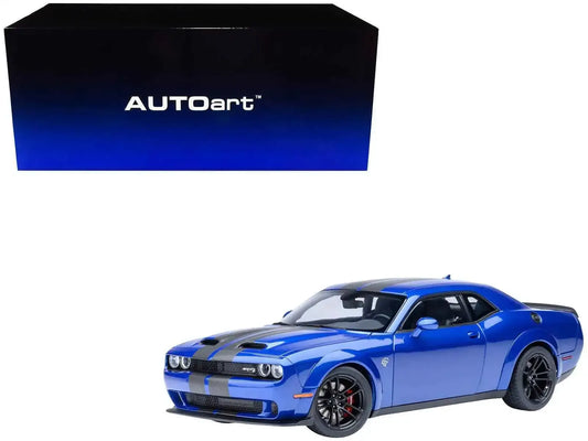 2022 Dodge Challenger SRT Jailbreak Indigo Blue Metallic with Carbon Stripes 1/18 Model Car by Autoart Miniature Motors Default Title Default Title-