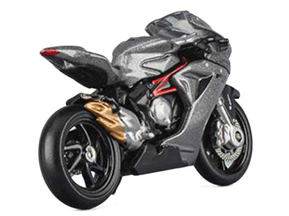 2022 MV Agusta F3 Rosso Motorcycle Silver Metallic with Figure 1/64 Diecast Model by CM Model Miniature Motors Default Title Default Title-