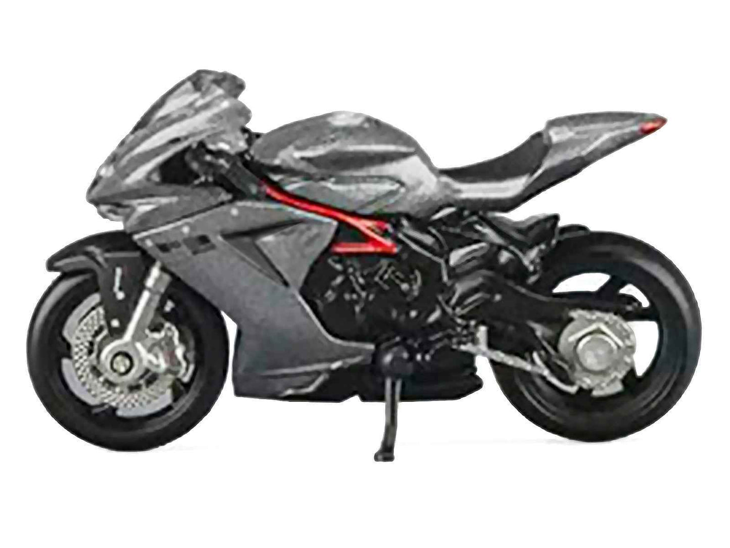 2022 MV Agusta F3 Rosso Motorcycle Silver Metallic with Figure 1/64 Diecast Model by CM Model Miniature Motors Default Title Default Title-