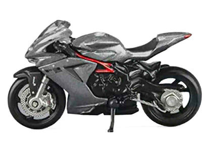 2022 MV Agusta F3 Rosso Motorcycle Silver Metallic with Figure 1/64 Diecast Model by CM Model Miniature Motors Default Title Default Title-