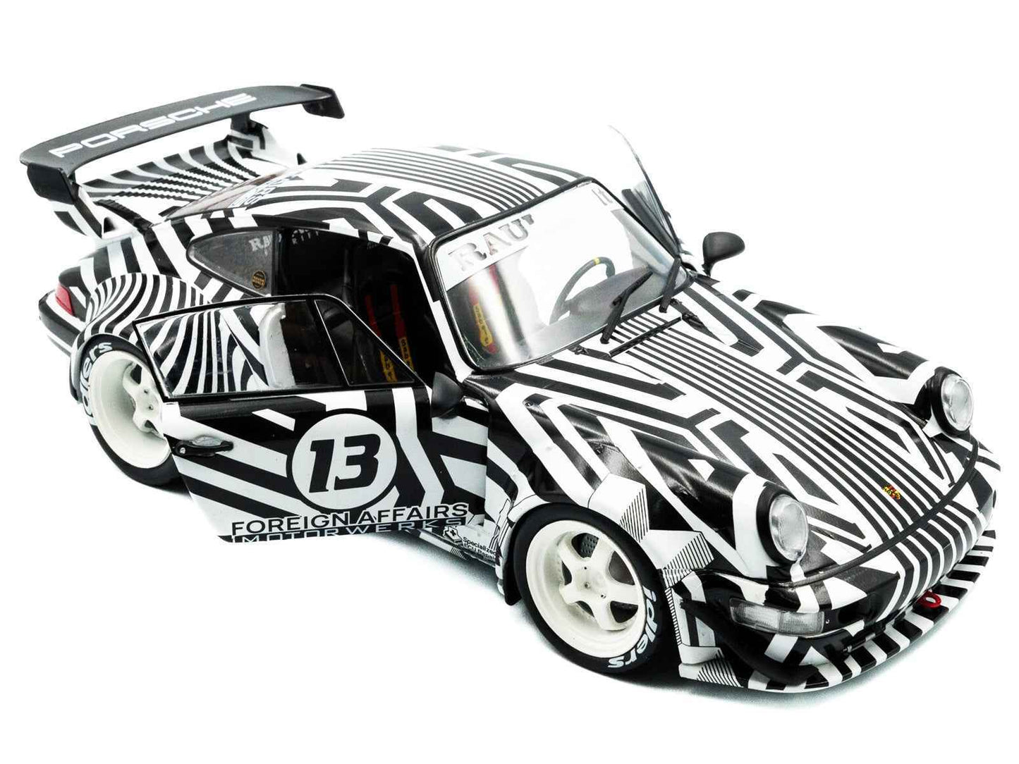2022 RWB Bodykit #13 "The Zebra" Black and White Striped 1/18 Diecast Model Car by Solido