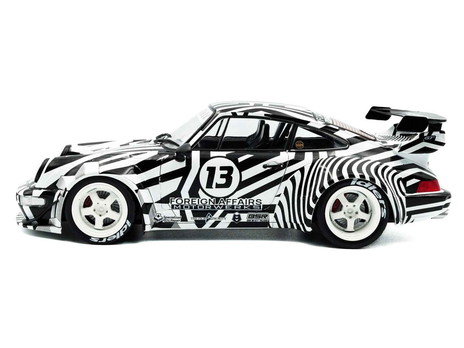 2022 RWB Bodykit #13 "The Zebra" Black and White Striped 1/18 Diecast Model Car by Solido Cartsfy Inc.