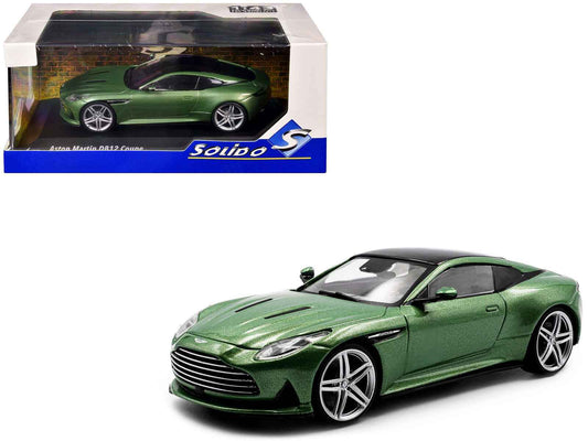 2023 Aston Martin DB12 Coupe Iridescent Emerald Metallic with Black Top 1/43 Diecast Model Car by Solido Cartsfy Inc.