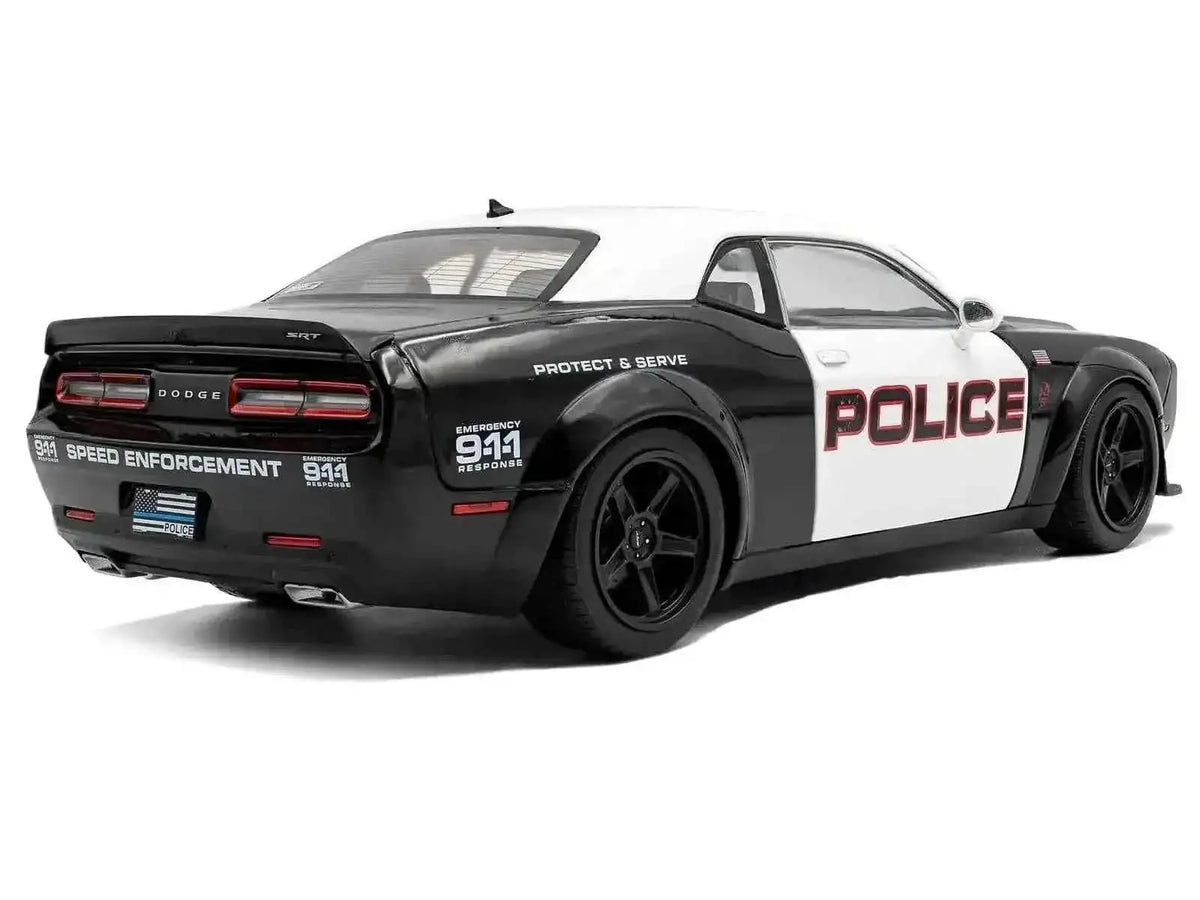 2023 Dodge Challenger Demon "Police" Black and White 1/18 Diecast Model Car by Solido Cartsfy Inc.