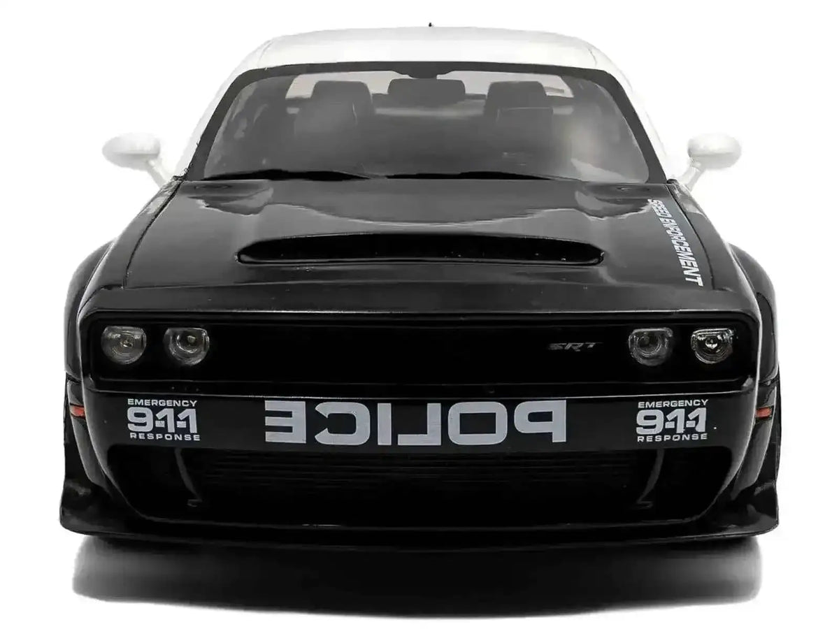 2023 Dodge Challenger Demon "Police" Black and White 1/18 Diecast Model Car by Solido Cartsfy Inc.
