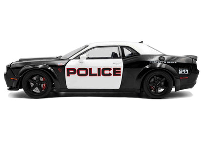 2023 Dodge Challenger Demon "Police" Black and White 1/18 Diecast Model Car by Solido Cartsfy Inc.