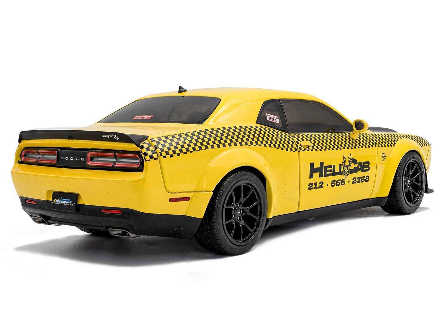 2023 Dodge Challenger SRT Hellcat Redeye Widebody Taxi "NYC Hellcab" Yellow with Black Hood and Graphics 1/18 Diecast Model Car by Solido Cartsfy Inc.
