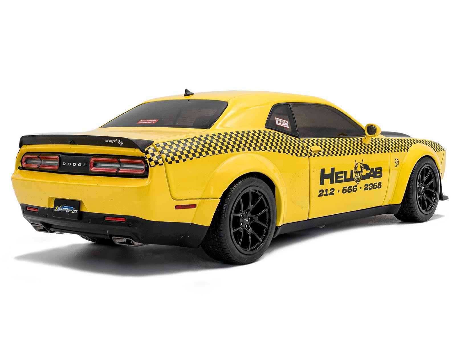 2023 Dodge Challenger SRT Hellcat Redeye Widebody Taxi "NYC Hellcab" Yellow with Black Hood and Graphics 1/18 Diecast Model Car by Solido Cartsfy Inc.