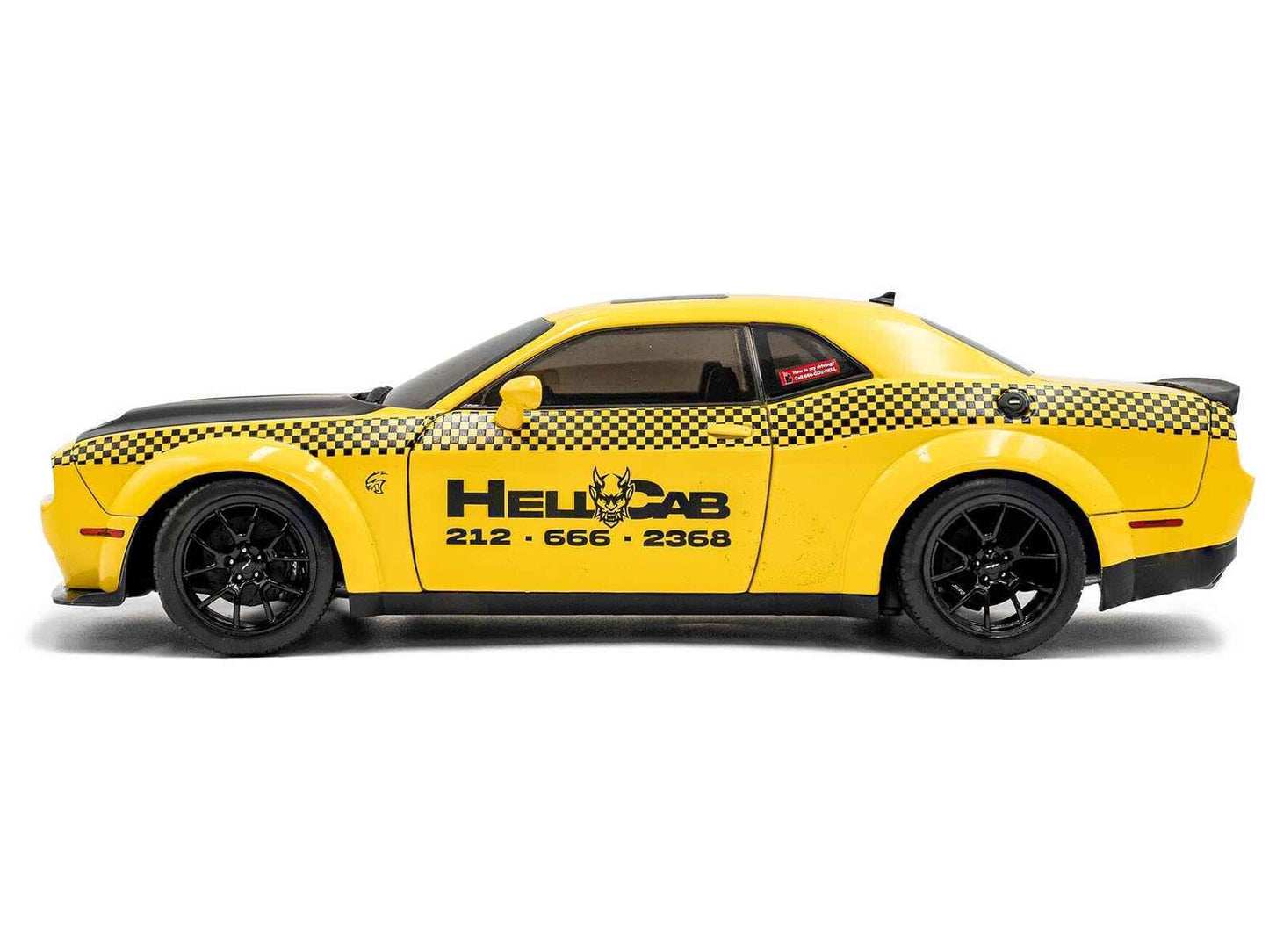 2023 Dodge Challenger SRT Hellcat Redeye Widebody Taxi "NYC Hellcab" Yellow with Black Hood and Graphics 1/18 Diecast Model Car by Solido Cartsfy Inc.