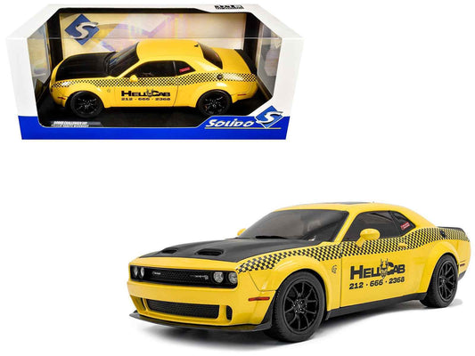 2023 Dodge Challenger SRT Hellcat Redeye Widebody Taxi "NYC Hellcab" Yellow with Black Hood and Graphics 1/18 Diecast Model Car by Solido Cartsfy Inc.