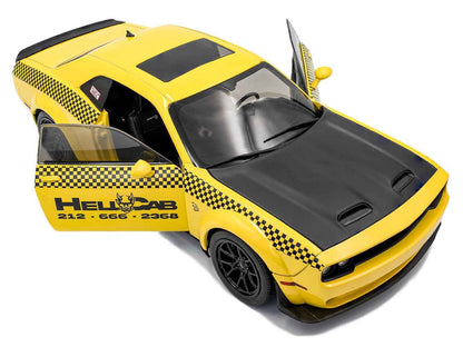 2023 Dodge Challenger SRT Hellcat Redeye Widebody Taxi "NYC Hellcab" Yellow with Black Hood and Graphics 1/18 Diecast Model Car by Solido Cartsfy Inc.