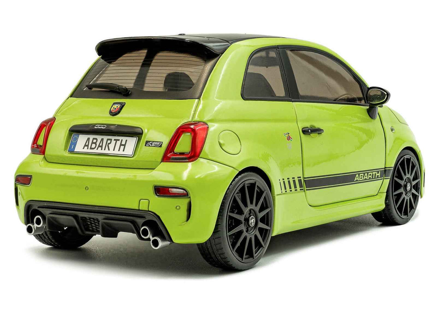 2023 Fiat F595 Abarth Verde Adrenalina Green with Black Top and Stripes 1/18 Diecast Model Car by Solido Miniature Motors Default Title Default Title-