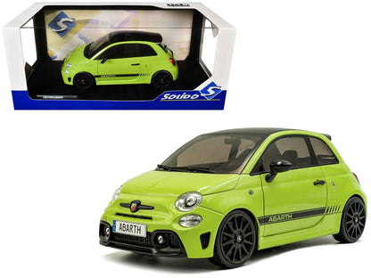 2023 Fiat F595 Abarth Verde Adrenalina Green with Black Top and Stripes 1/18 Diecast Model Car by Solido Miniature Motors Default Title Default Title-
