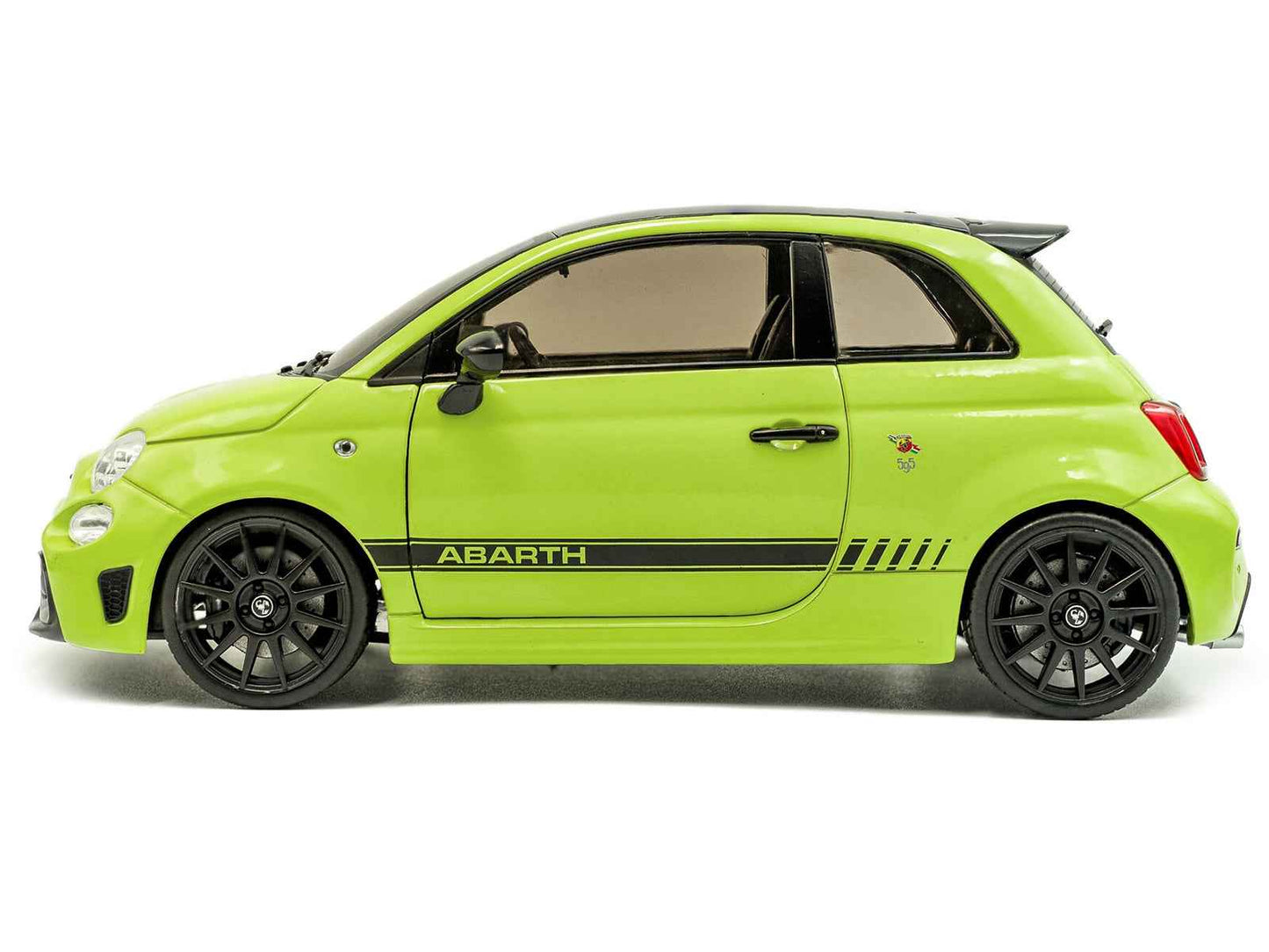 2023 Fiat F595 Abarth Verde Adrenalina Green with Black Top and Stripes 1/18 Diecast Model Car by Solido Miniature Motors Default Title Default Title-