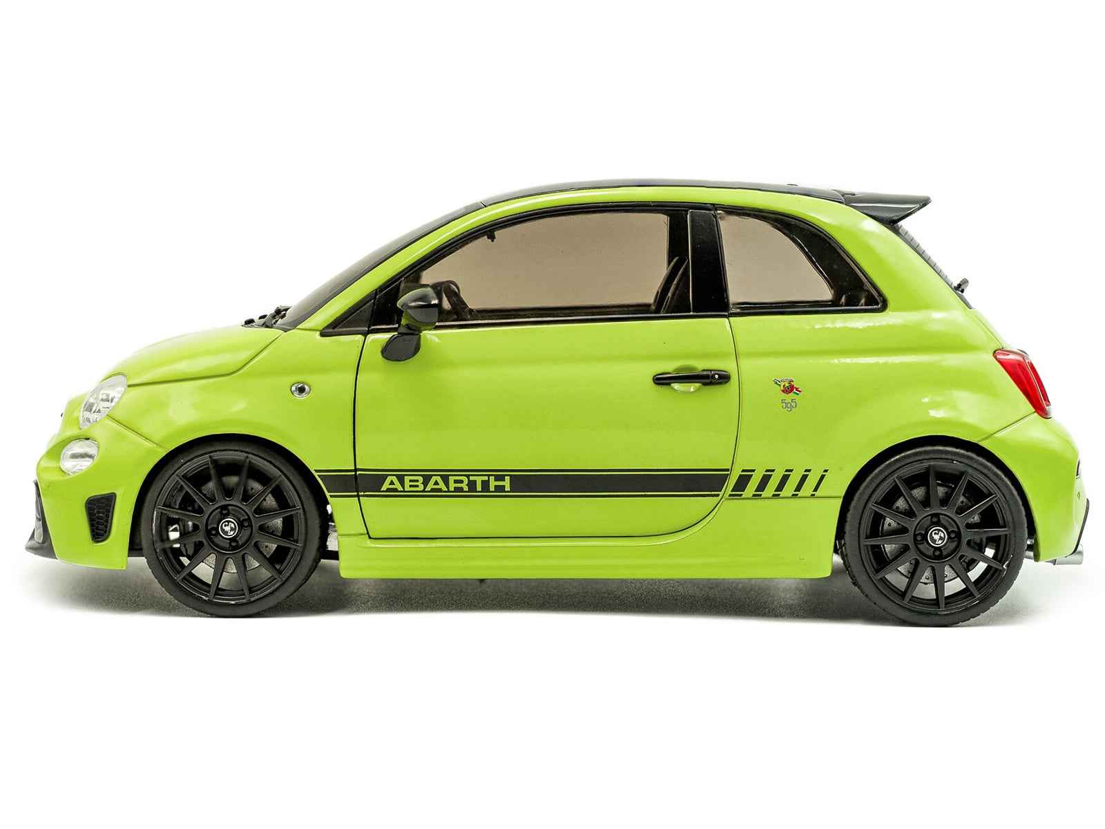 2023 Fiat F595 Abarth Verde Adrenalina Green with Black Top and Stripes 1/18 Diecast Model Car by Solido Miniature Motors Default Title Default Title-