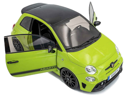 2023 Fiat F595 Abarth Verde Adrenalina Green with Black Top and Stripes 1/18 Diecast Model Car by Solido Miniature Motors Default Title Default Title-