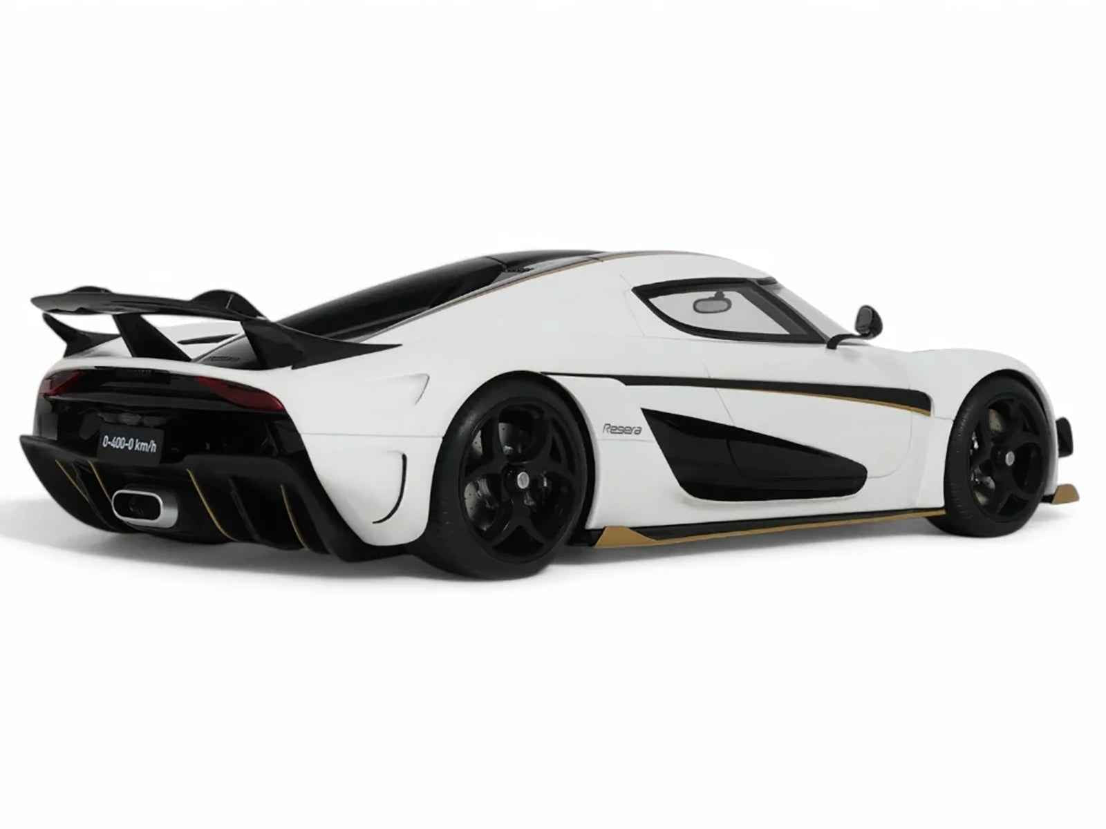 2023 Koenigsegg Regera White with Black Stripes 1/18 Model Car by GT Spirit Cartsfy Inc.