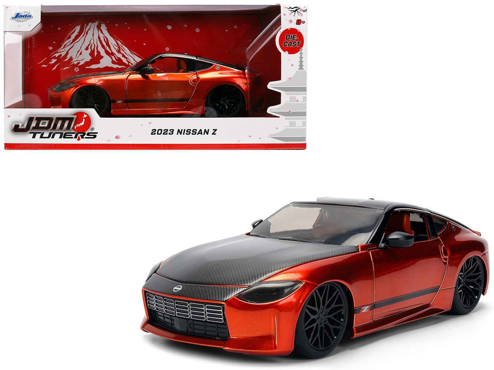 2023 Nissan Z Orange Metallic with Carbon Hood and Black Top "JDM Tuners" Series 1/24 Diecast Model Car by Jada Miniature Motors Default Title Default Title-