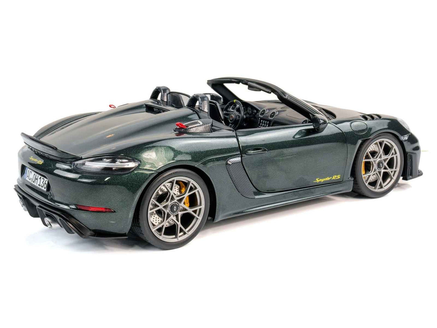 2023 Porsche 718 Spyder RS Weissach Pack Forest Green Metallic with Carbon Hood Stripes 1/18 Diecast Model Car by Norev Miniature Motors Default Title Default Title-