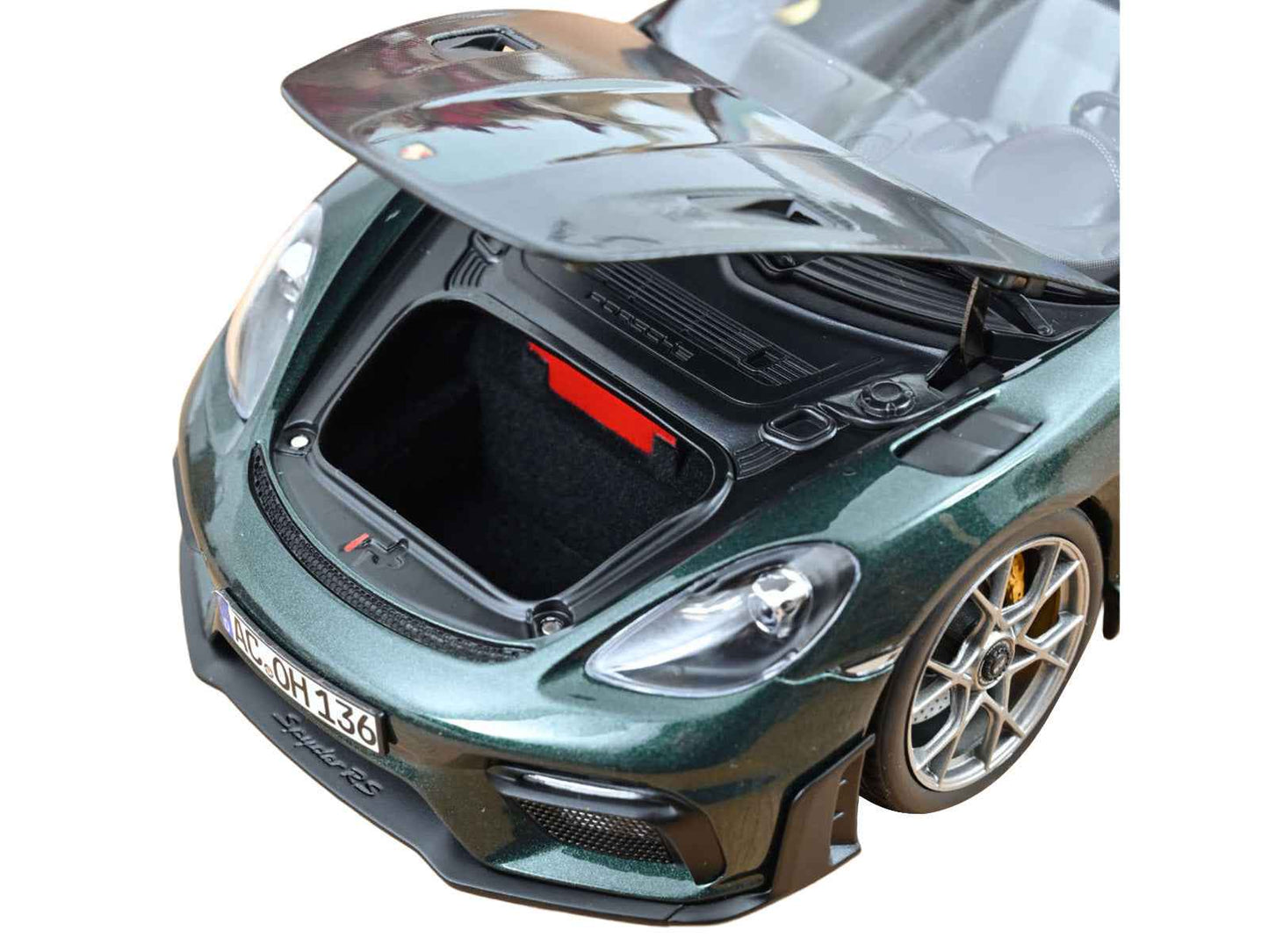 2023 Porsche 718 Spyder RS Weissach Pack Forest Green Metallic with Carbon Hood Stripes 1/18 Diecast Model Car by Norev Miniature Motors Default Title Default Title-
