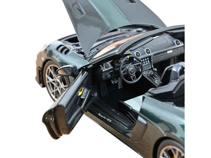 2023 Porsche 718 Spyder RS Weissach Pack Forest Green Metallic with Carbon Hood Stripes 1/18 Diecast Model Car by Norev Miniature Motors Default Title Default Title-