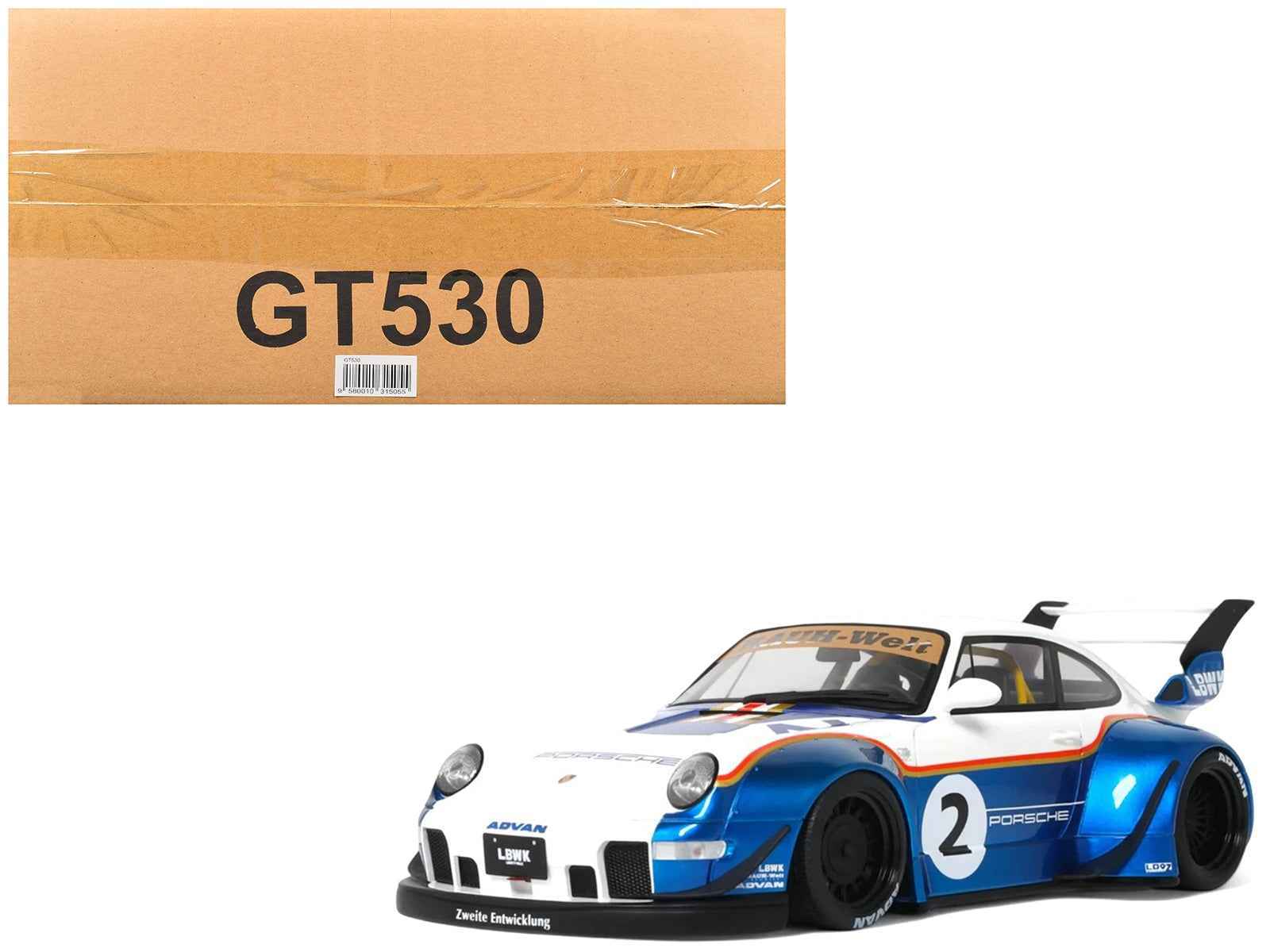 2023 RWB x Liberty Walk 993 #2 White and Blue Metallic with Graphics 1/18 Model Car by GT Spirit Miniature Motors Default Title Default Title-