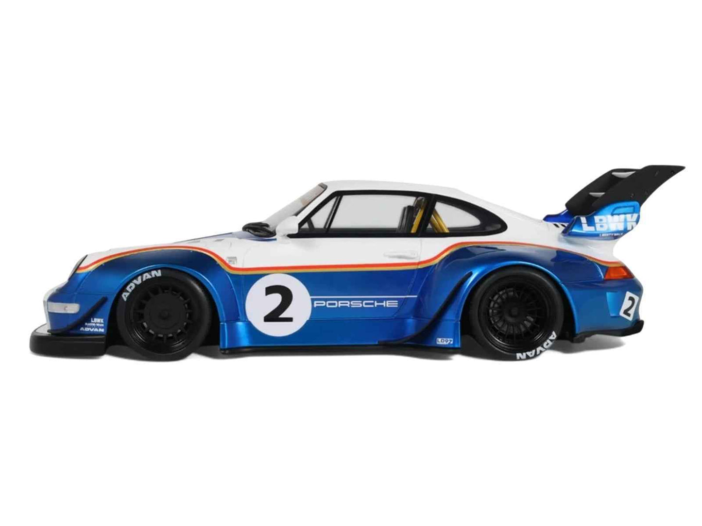 2023 RWB x Liberty Walk 993 #2 White and Blue Metallic with Graphics 1/18 Model Car by GT Spirit Miniature Motors Default Title Default Title-