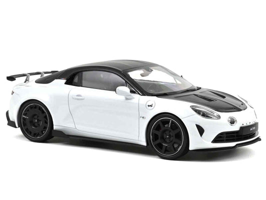2024 Alpine A110 R Pearl White Metallic with Carbon Hood and Top 1/18 Diecast Model Car by Norev Cartsfy Inc.
