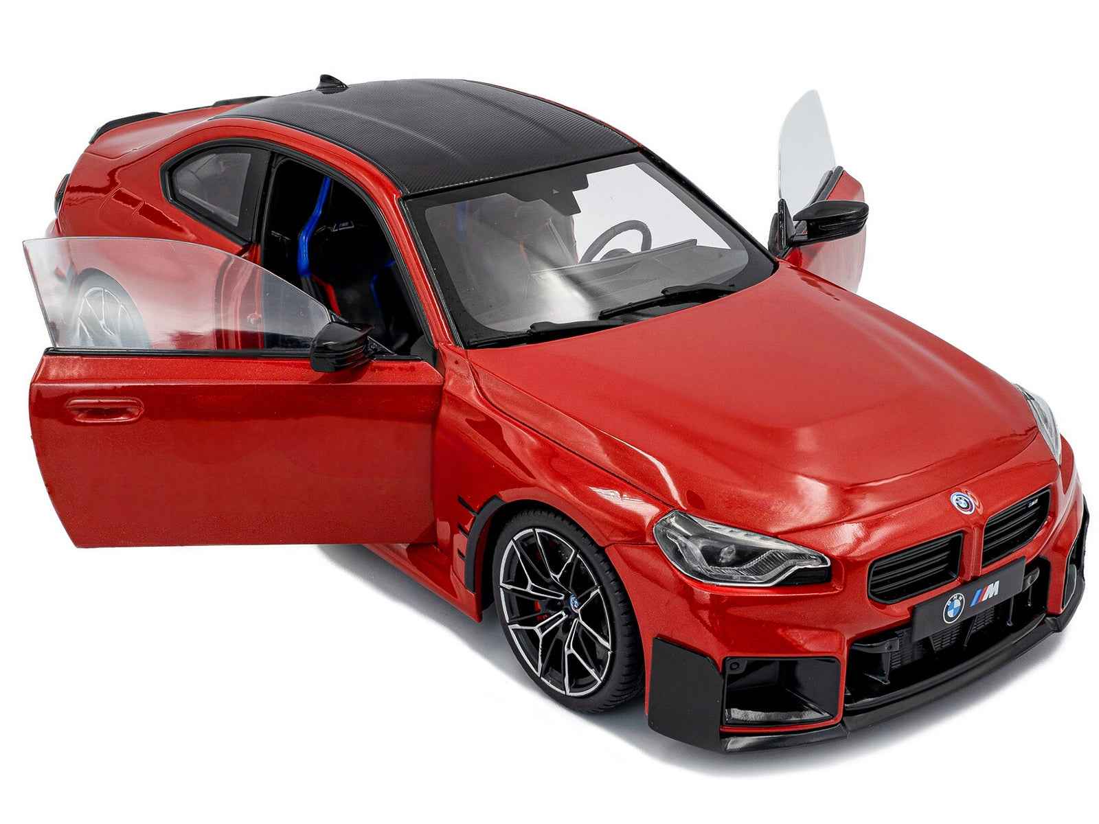 2024 BMW M2 Performance Parts Toronto Red Metallic with Carbon Top 1/18 Diecast Model Car by Solido Miniature Motors Default Title Default Title-