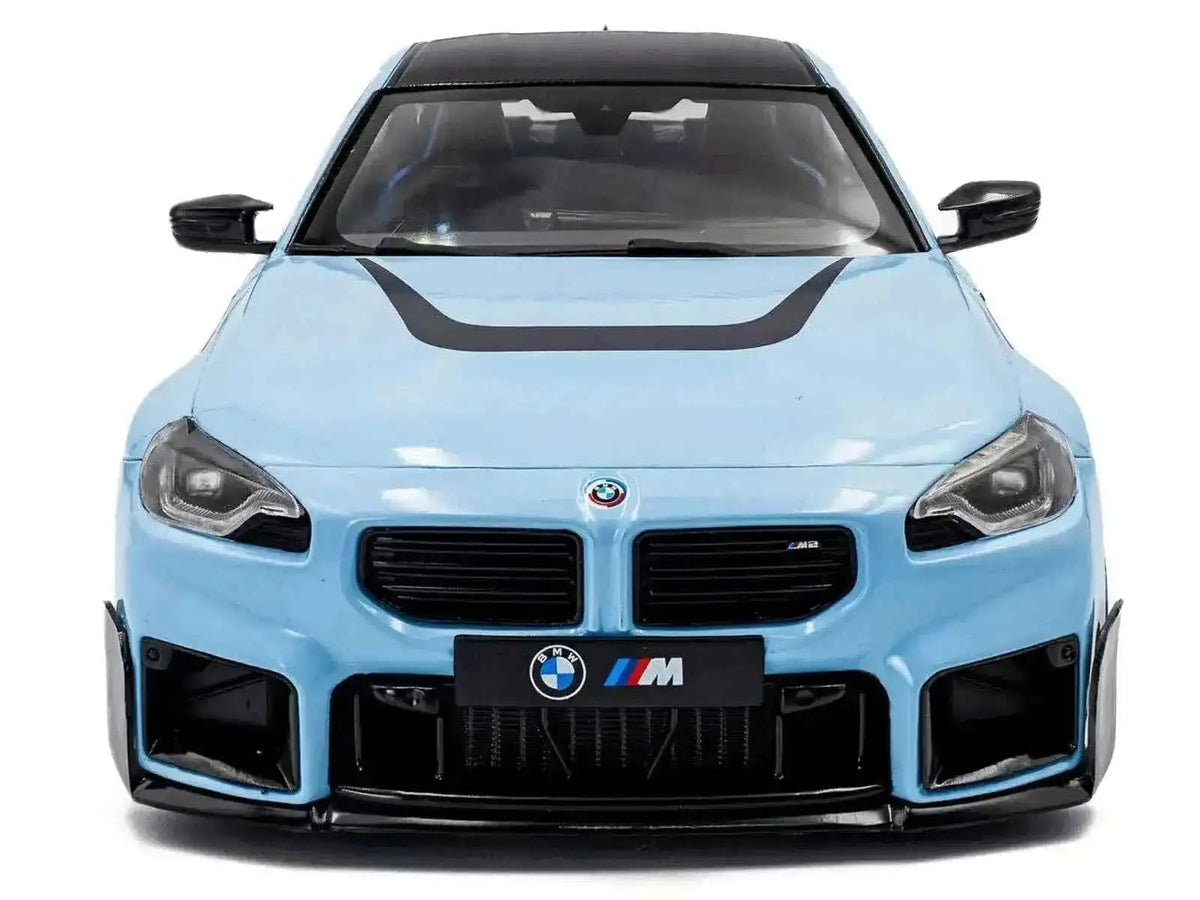 2024 BMW M2 Performance Parts Zandvoort Blue with Carbon Top and Black Stripes 1/18 Diecast Model Car by Solido Cartsfy Inc.