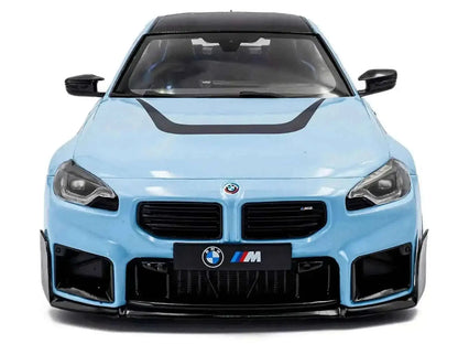 2024 BMW M2 Performance Parts Zandvoort Blue with Carbon Top and Black Stripes 1/18 Diecast Model Car by Solido Cartsfy Inc.
