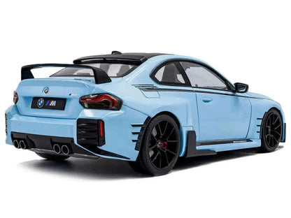 2024 BMW M2 Performance Parts Zandvoort Blue with Carbon Top and Black Stripes 1/18 Diecast Model Car by Solido Cartsfy Inc.