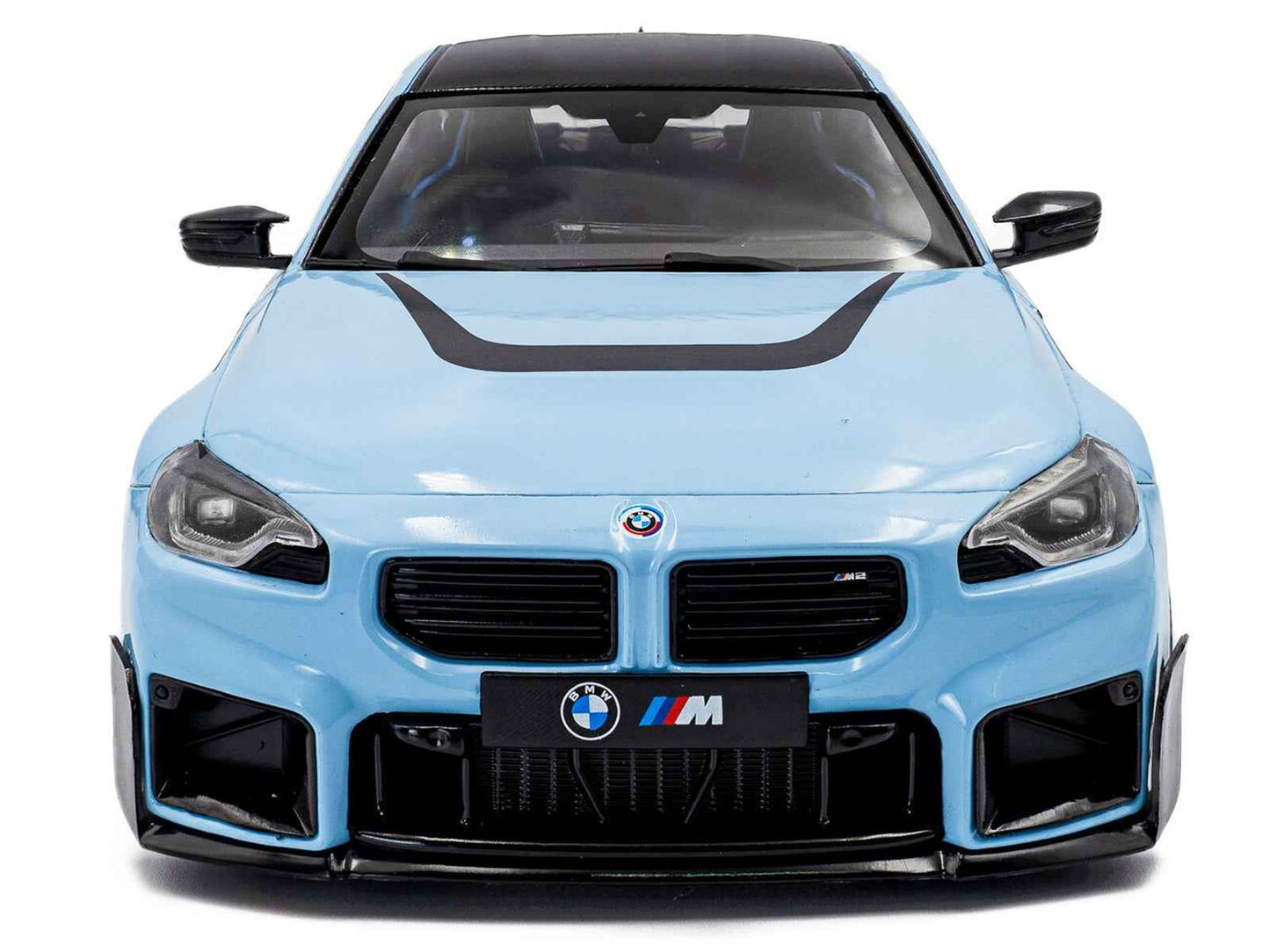 2024 BMW M2 Performance Parts Zandvoort Blue with Carbon Top and Black Stripes 1/18 Diecast Model Car by Solido Cartsfy Inc.