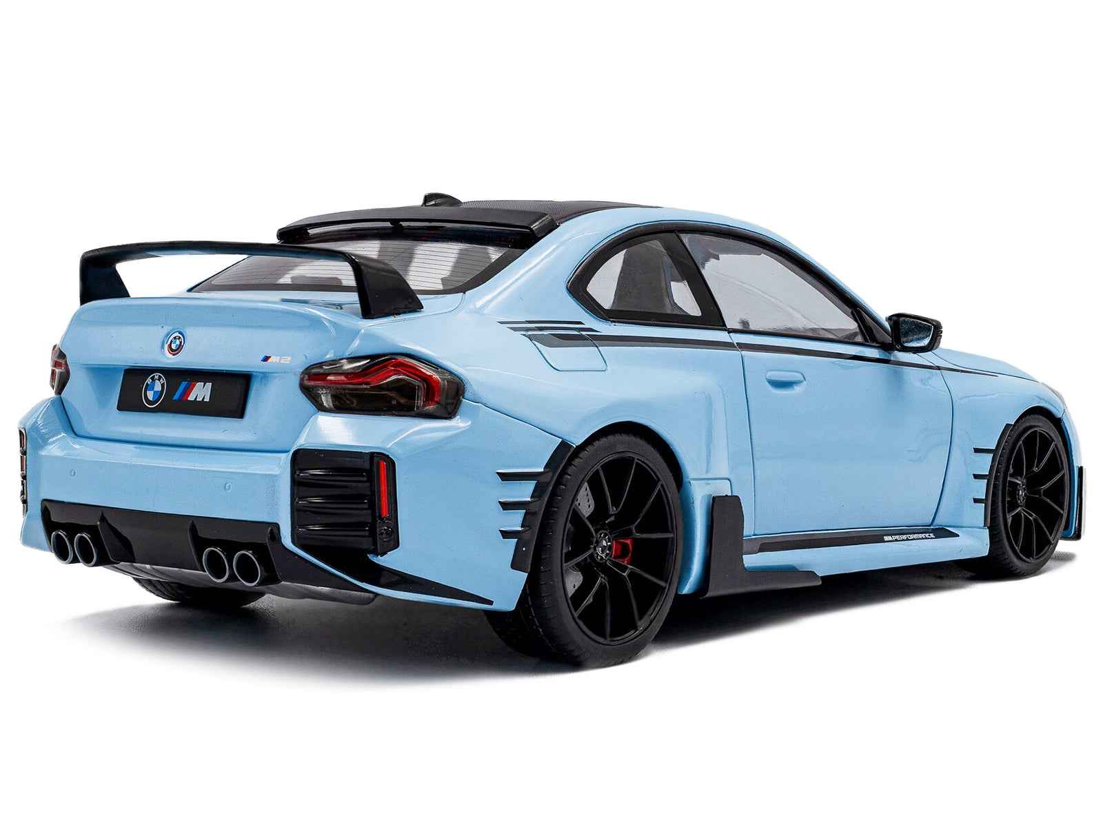 2024 BMW M2 Performance Parts Zandvoort Blue with Carbon Top and Black Stripes 1/18 Diecast Model Car by Solido Cartsfy Inc.