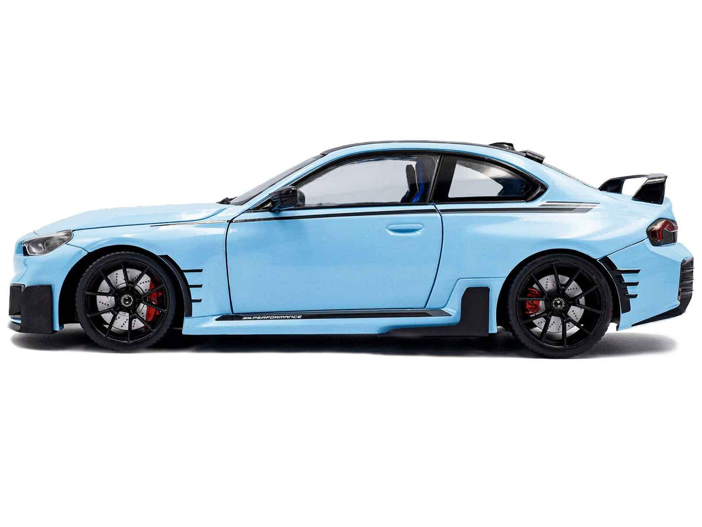 2024 BMW M2 Performance Parts Zandvoort Blue with Carbon Top and Black Stripes 1/18 Diecast Model Car by Solido Cartsfy Inc.