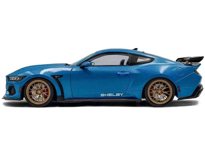 2024 Ford Shelby Mustang Super Snake Grabber Blue Metallic with Black Stripes 1/18 Diecast Model Car by Solido Cartsfy Inc.