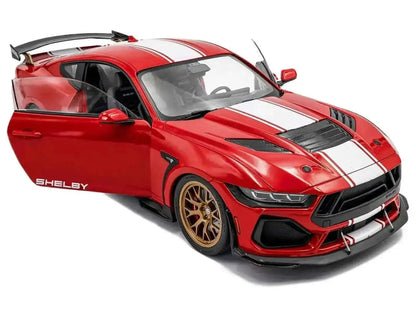 2024 Ford Shelby Mustang Super Snake Race Red with White Stripes 1/18 Diecast Model Car by Solido Cartsfy Inc.