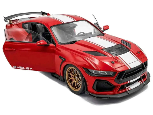 2024 Ford Shelby Mustang Super Snake Race Red with White Stripes 1/18 Diecast Model Car by Solido Cartsfy Inc.